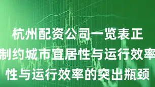 杭州配资公司一览表正日益成为制约城市宜居性与运行效率的突出瓶颈